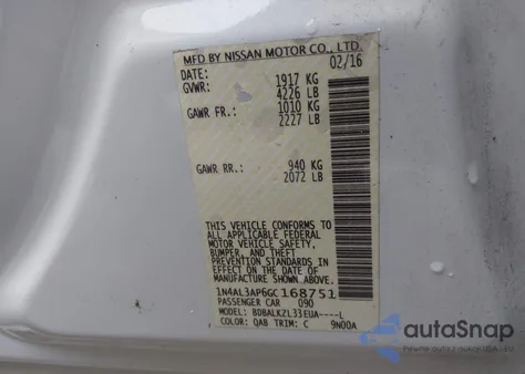 2016 Nissan Altima 2.5 Sv from USA, damaged, VIN 1N4AL3AP6GC168751